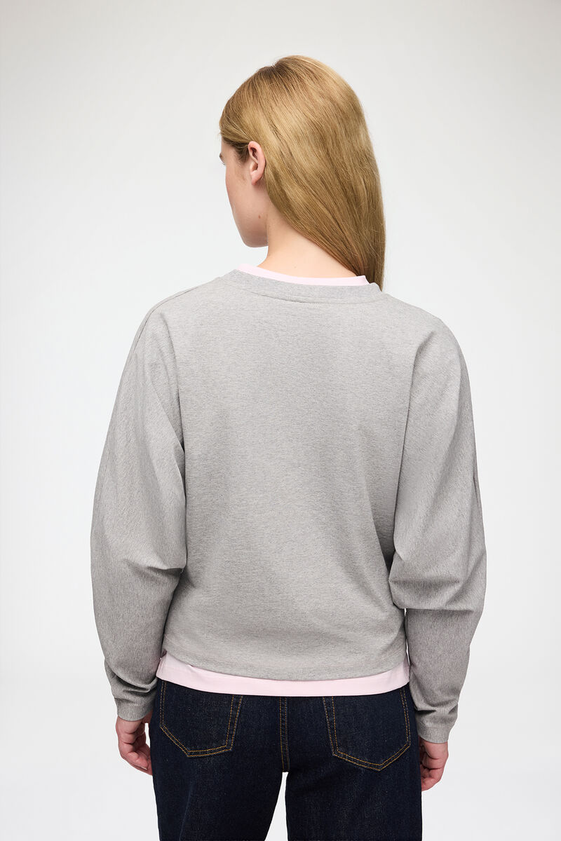 Blouse in Draped Jersey, Organic Cotton, in colour Paloma - 3 - GANNI