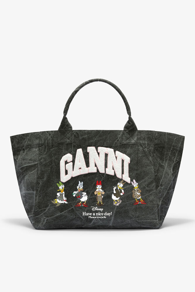 Tote XXL Daisy Duck in Bleached Cotton, Black Oyster