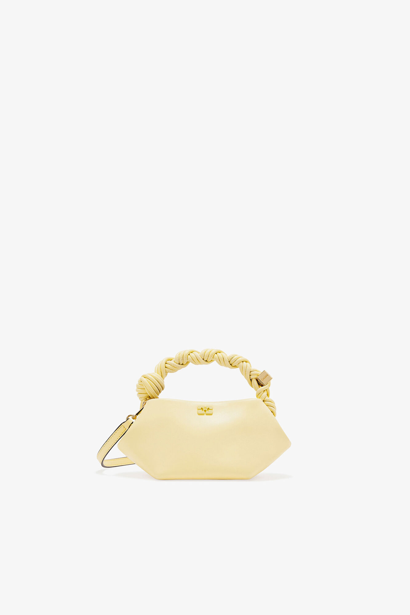 Mini Bou Bag in Yellow, Recycled Leather, in colour Yellow Cream - 1 - GANNI