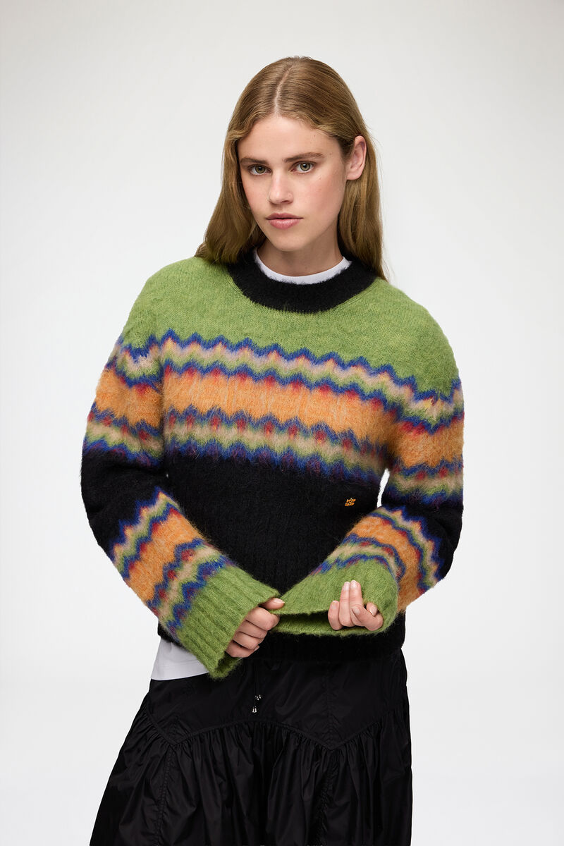Jumper in Fairisle Alpaca, Alpaca, in colour Multicolour - 1 - GANNI