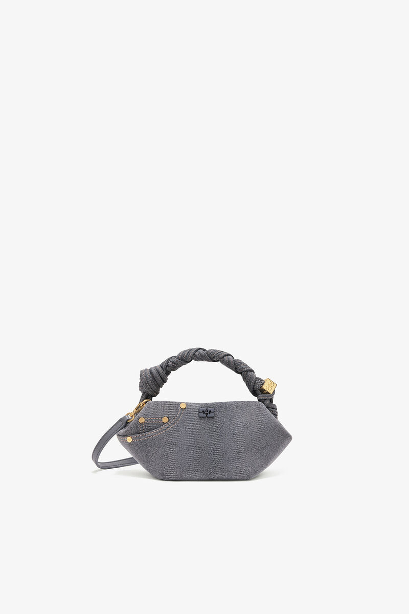 Mini Bou Bag in Denim, Recycled Cotton, in colour Lava Smoke - 1 - GANNI