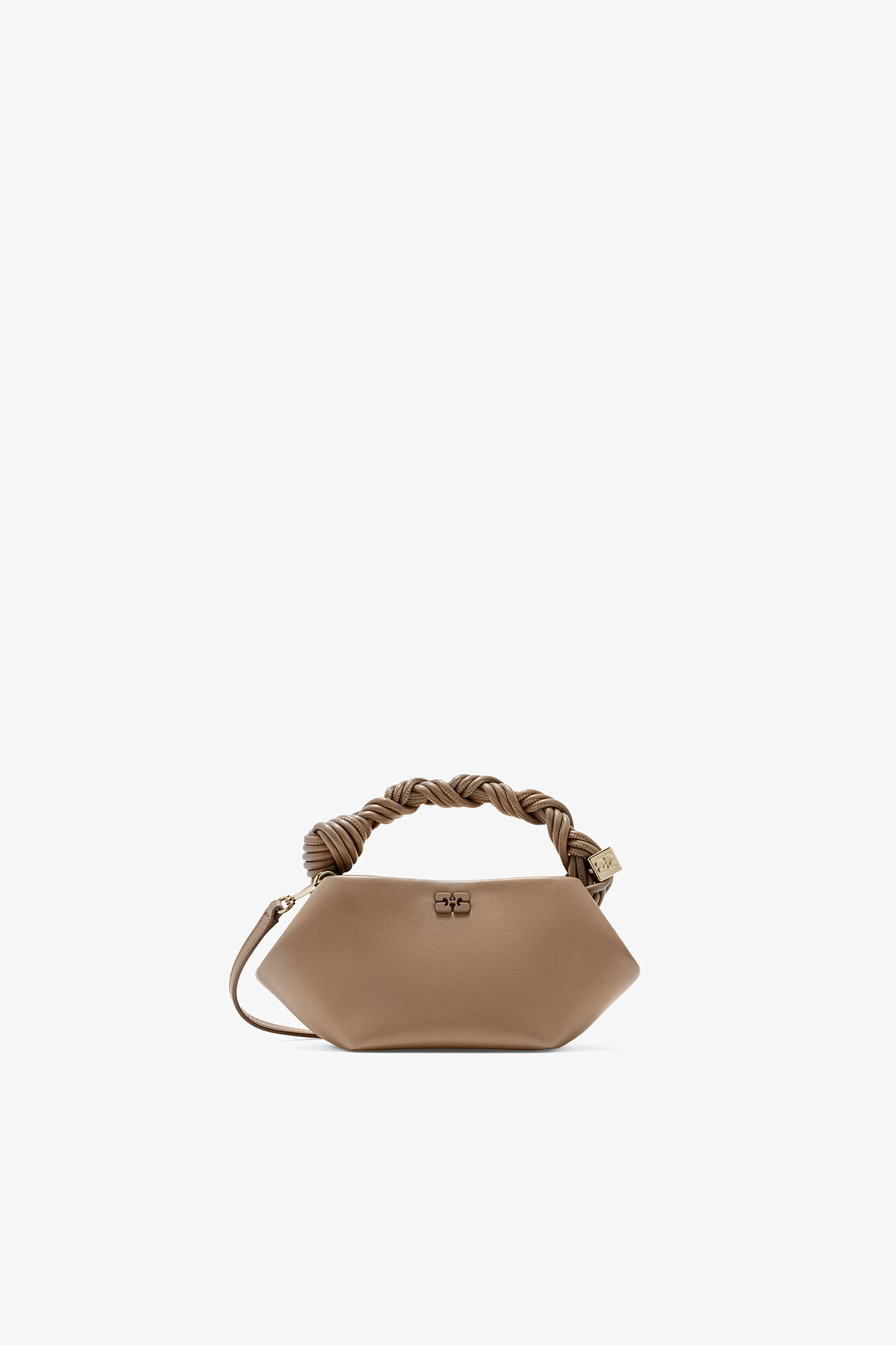 Mini Bou taske i brun, Recycled Leather, in colour Coca Mocha - 1 - GANNI