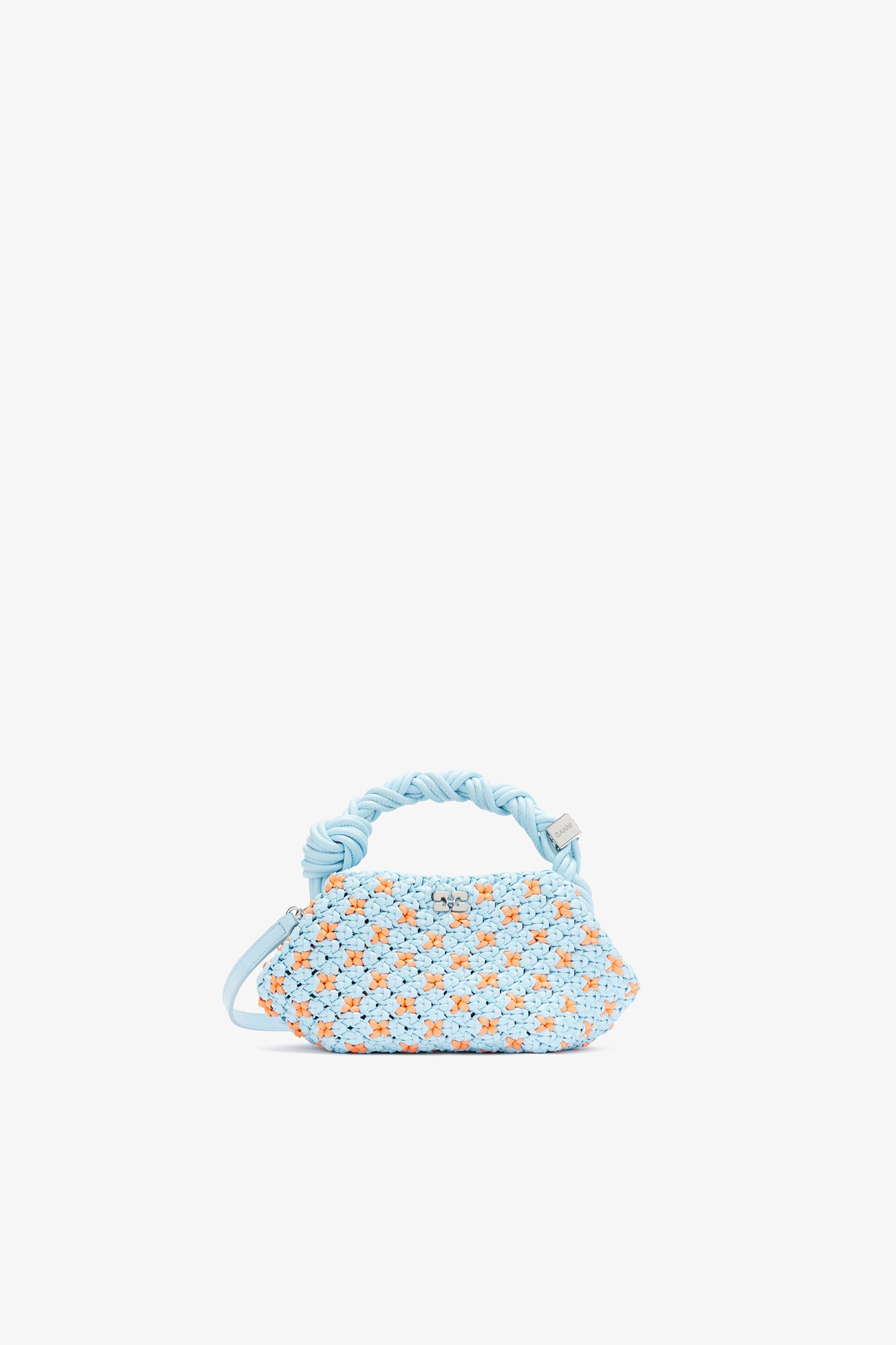 Mini Bou Bag in Braided Blue, Recycled Leather, in colour Summer Song - 1 - GANNI
