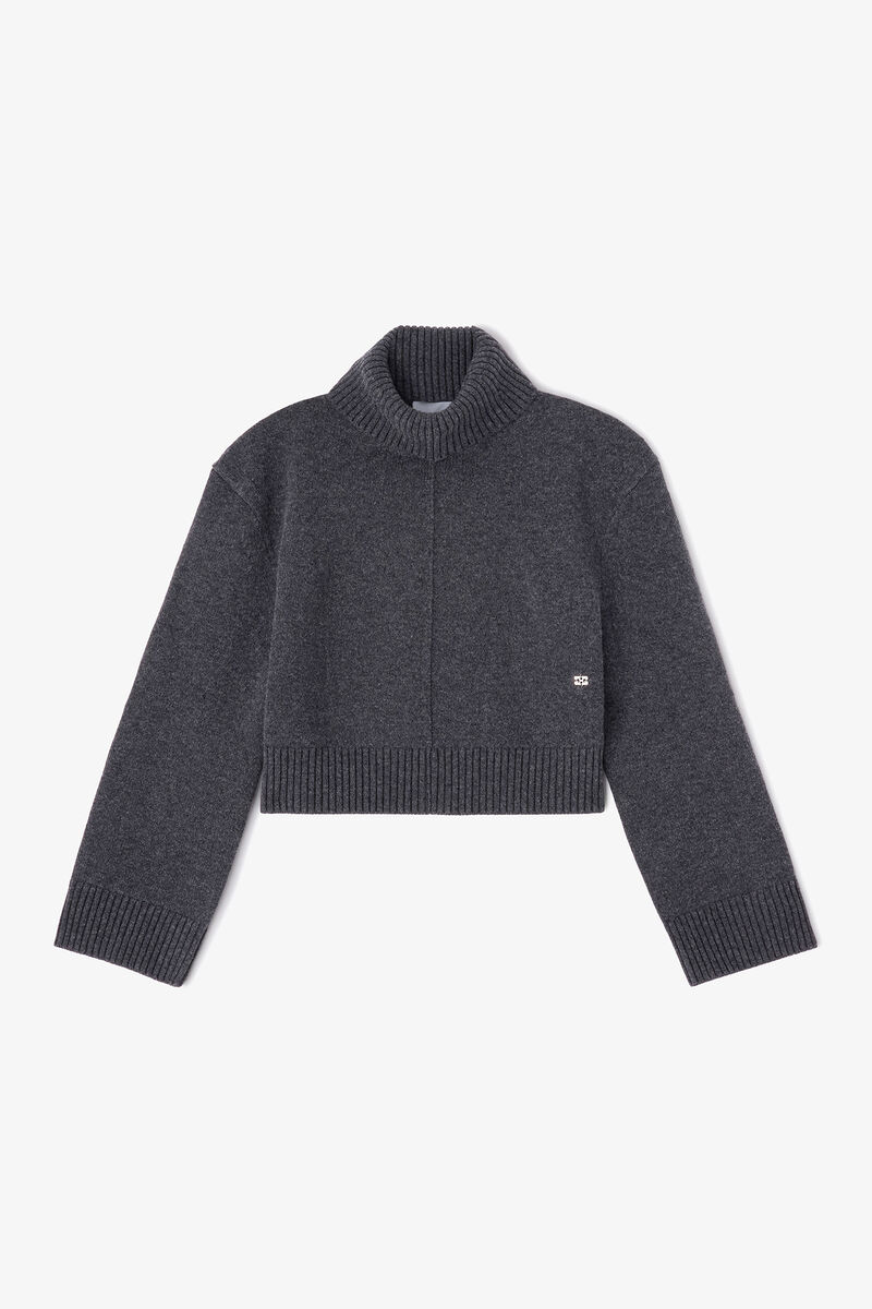 Wool Turtleneck Jumper, Wool, in colour Phantom - 1 - GANNI