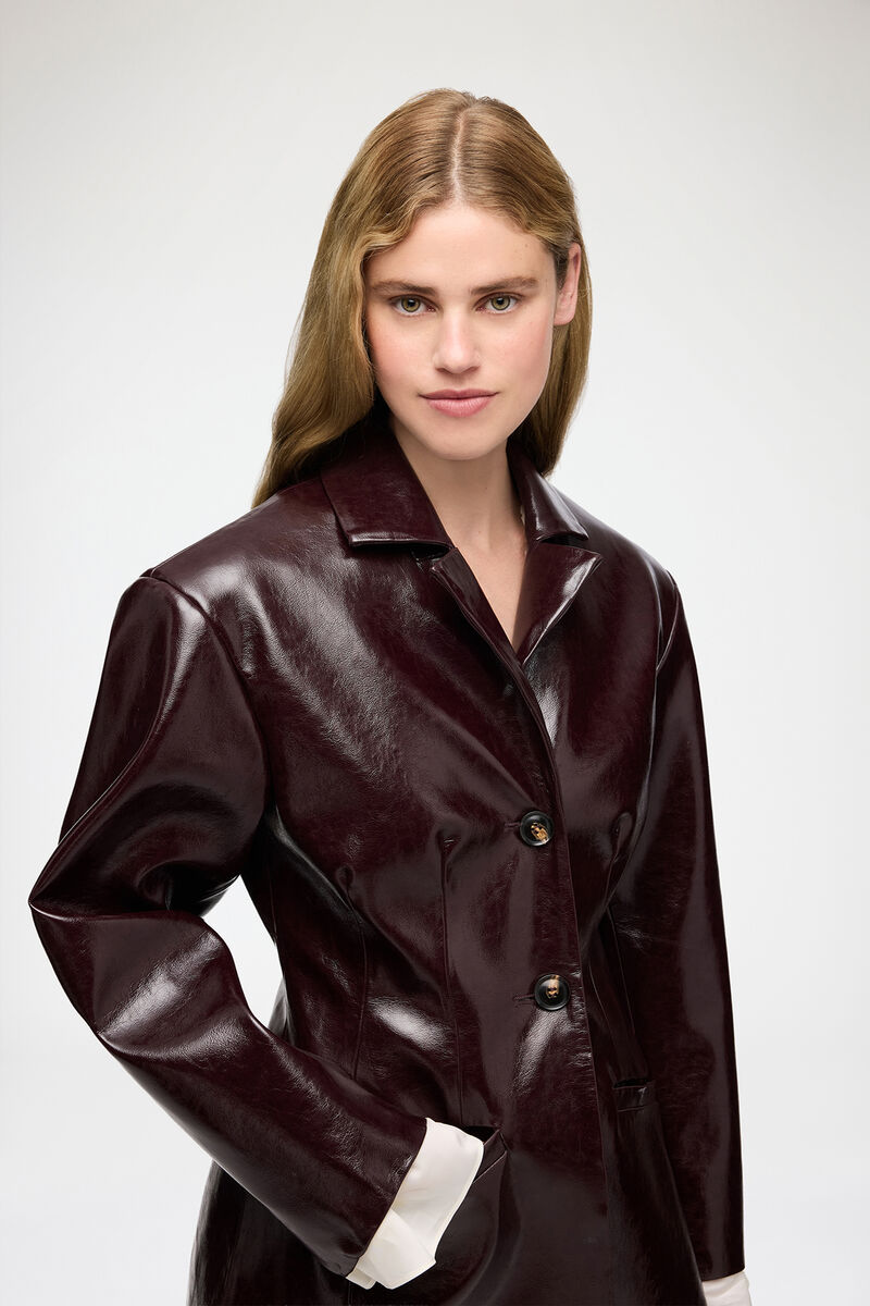 Jacke aus Future-Shine-Stoff, Polyester, in colour Demitasse - 1 - GANNI
