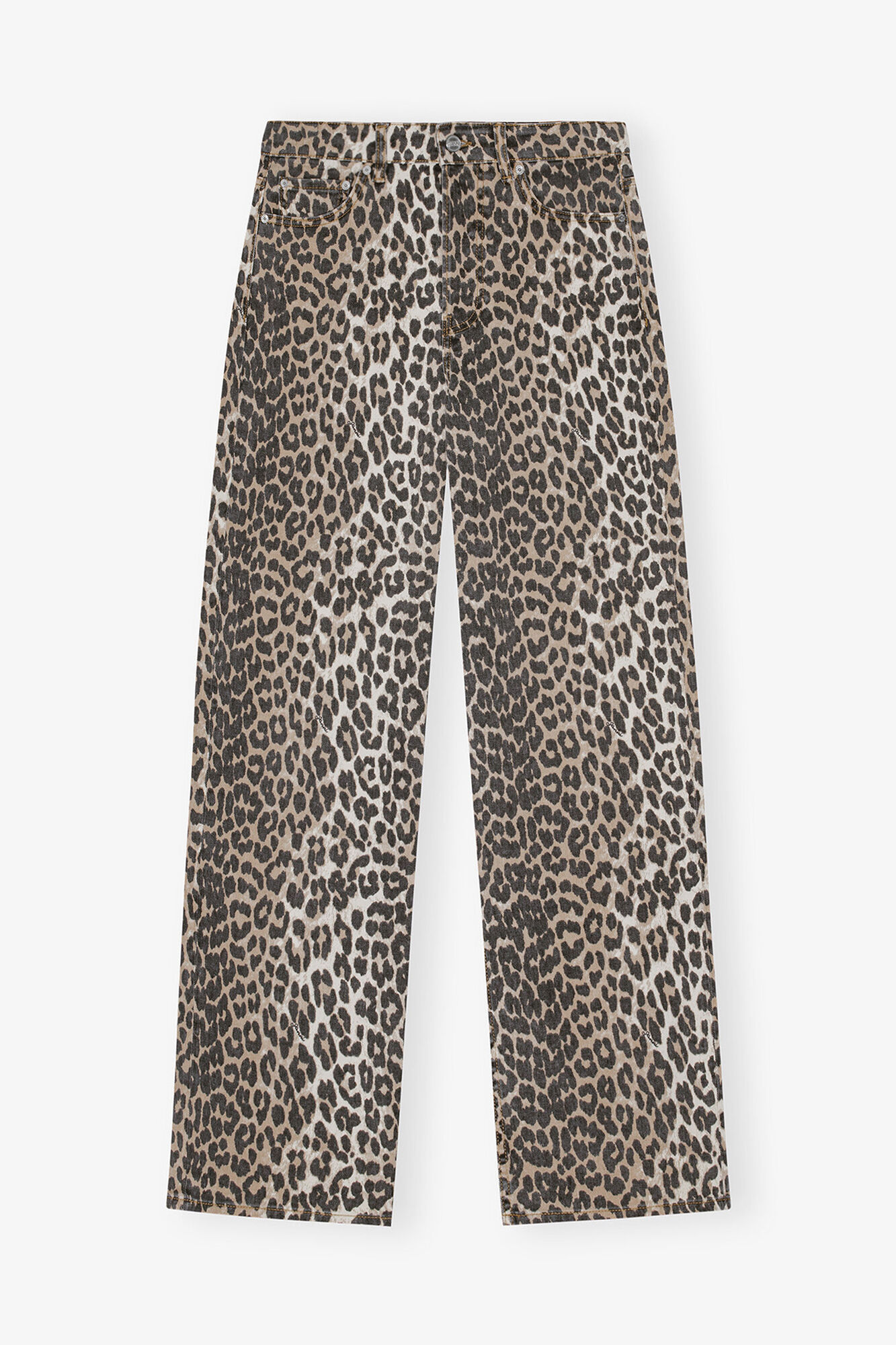 Izey Jeans in Leopard, Organic Cotton, in colour Leopard - 1 - GANNI