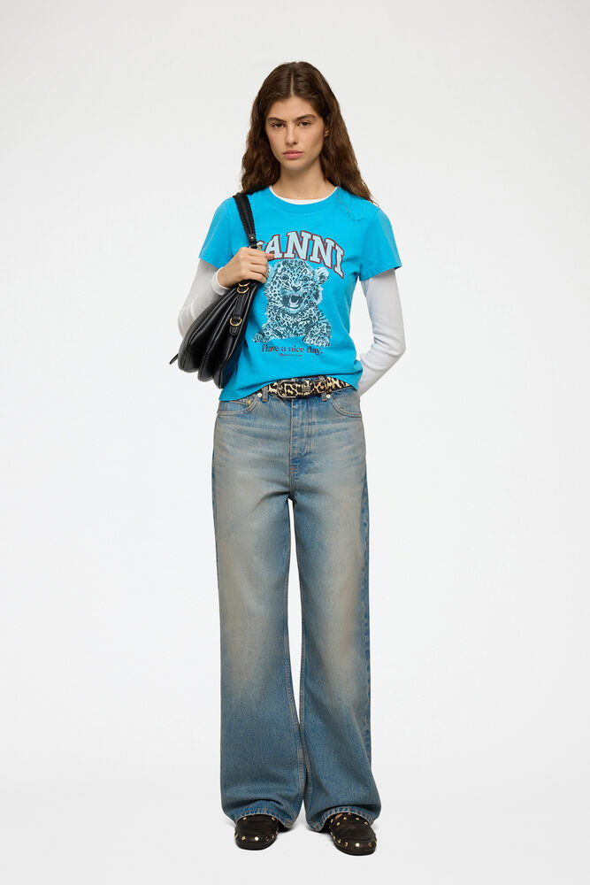 Baby Fit T-shirt with Blue Tiger, Dresden Blue
