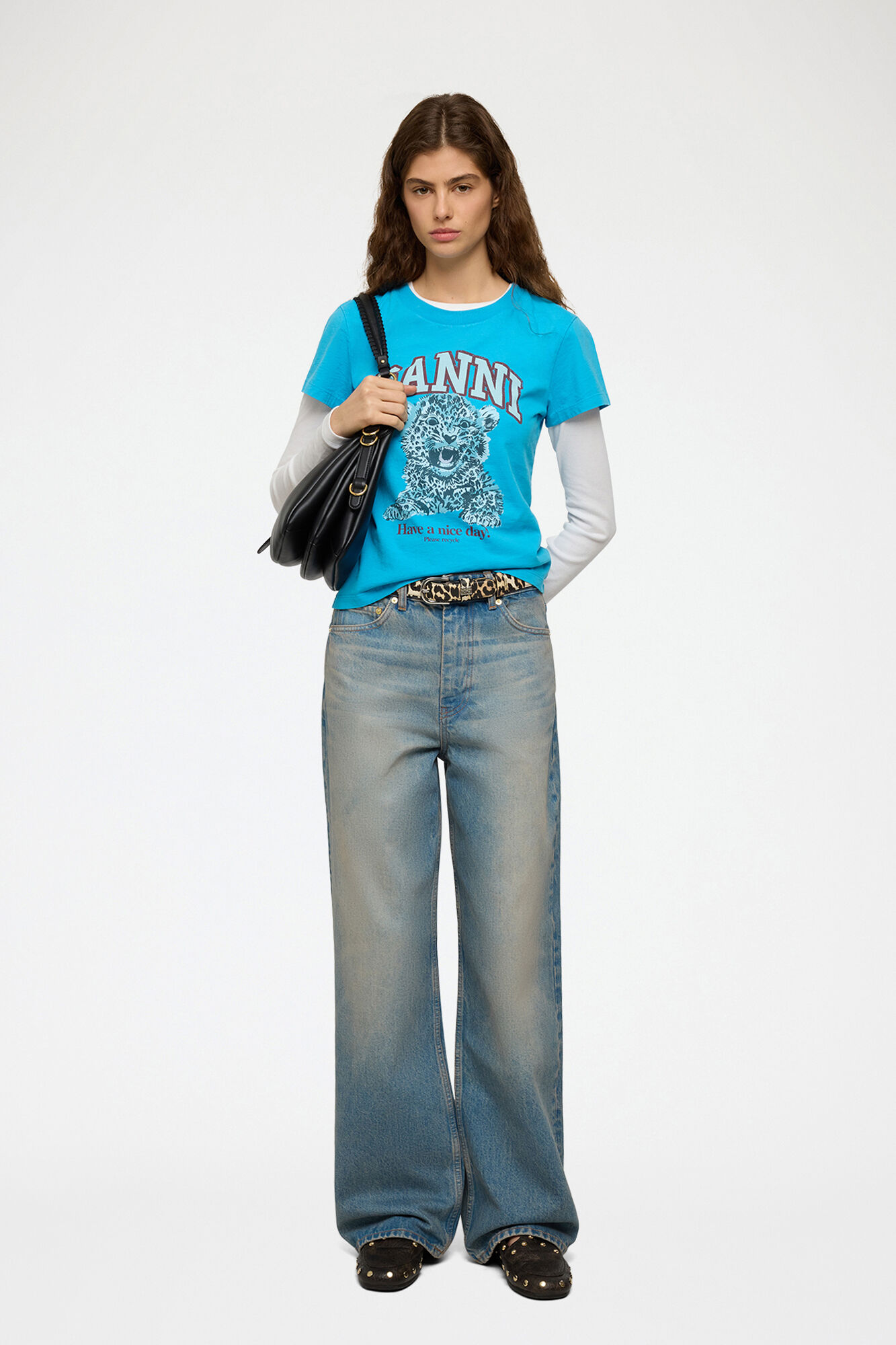 Baby fit t-shirt med blå tiger, Organic Cotton, in colour Dresden Blue - 2 - GANNI