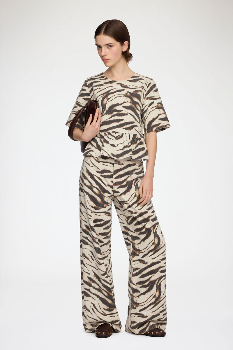Top in Zebra Denim, Organic Cotton, in colour Egret - 2 - GANNI