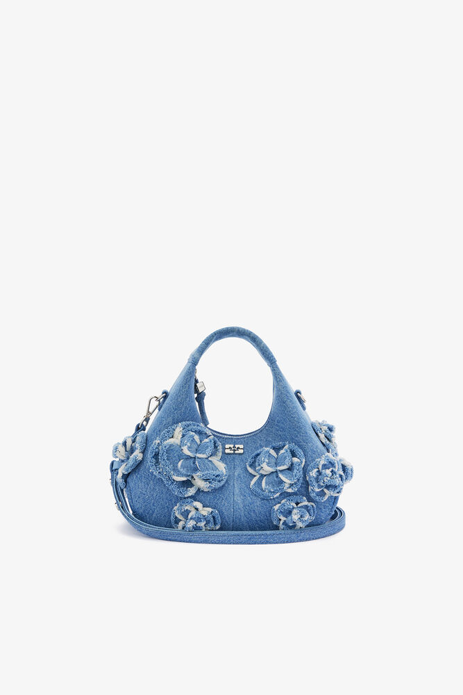 Mini Hobo Bag in Denim, Light Blue Vintage