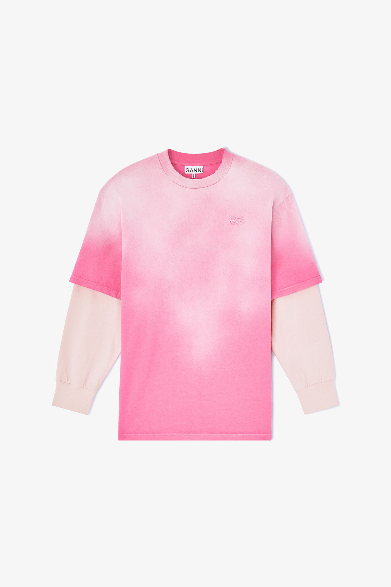 Washed Jersey Long-sleeve T-shirt, Organic Cotton, in colour Chalk Pink - 1 - GANNI