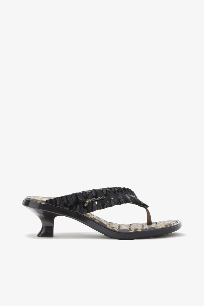 Melissa Thong Kitten Heel in Leopard, Black