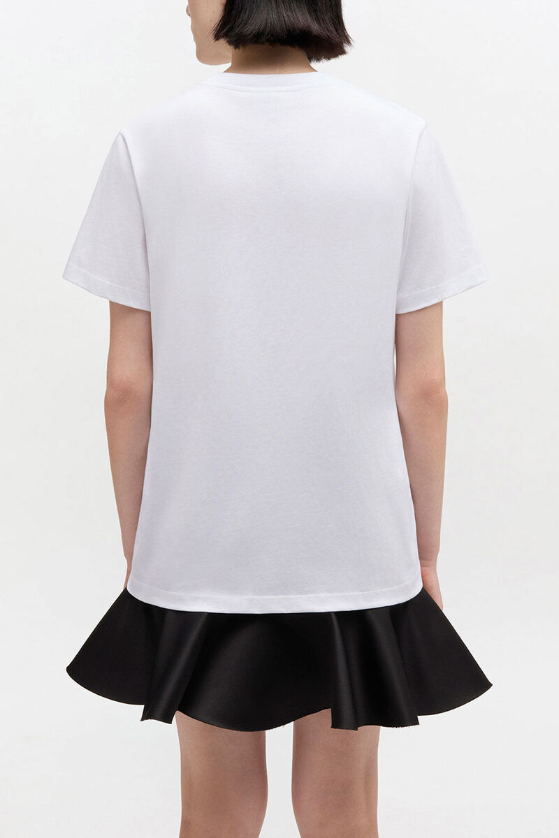 White Western Boot Print T-shirt, Organic Cotton, in colour Bright White - 3 - GANNI