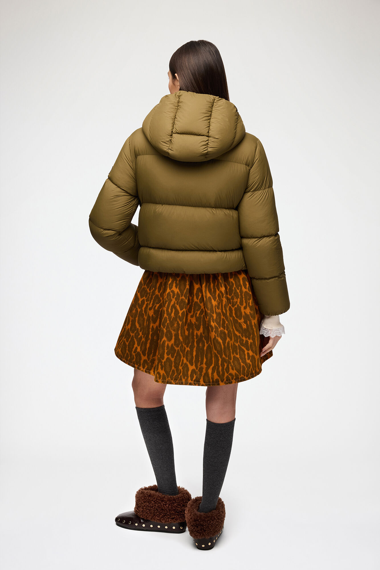 Mini-Pufferjacke aus Future-Nylon, Recycled Polyamide, in colour Military Olive - 3 - GANNI