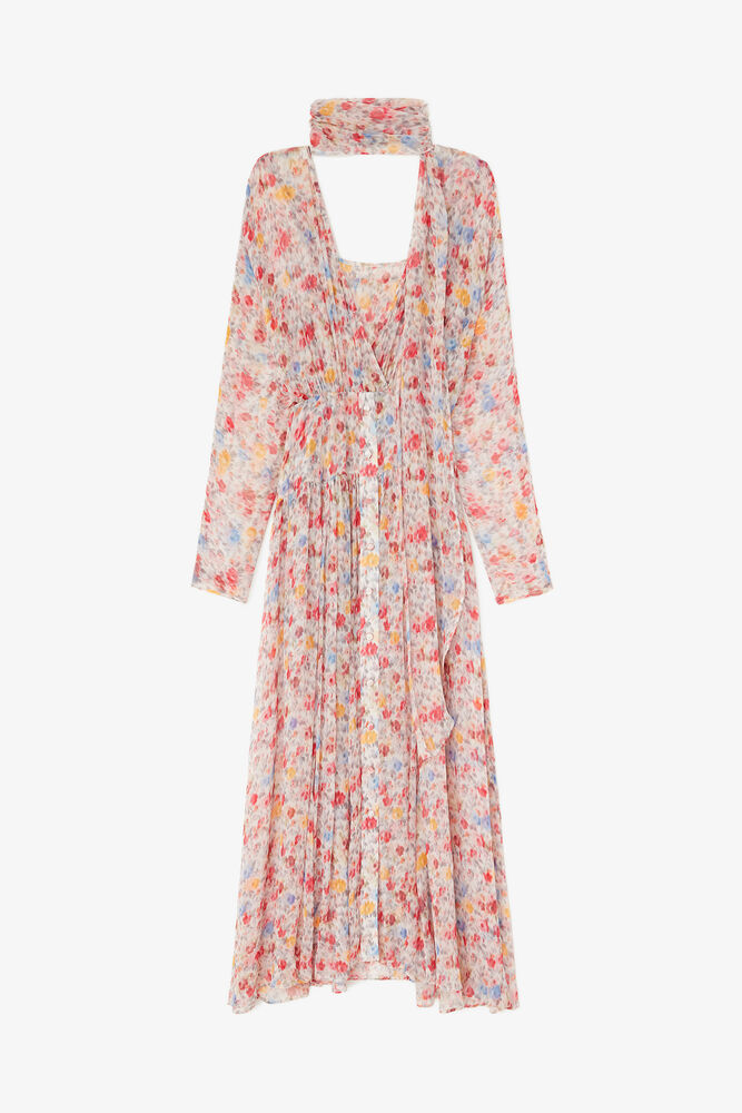 Dress in Floral Silk, Multicolour