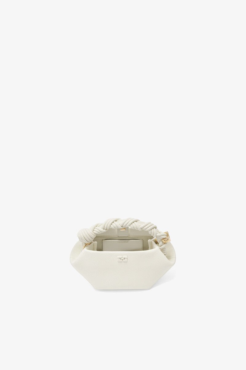 Mini Bou taske i grained hvid, Recycled Polyester, in colour Egret - 3 - GANNI