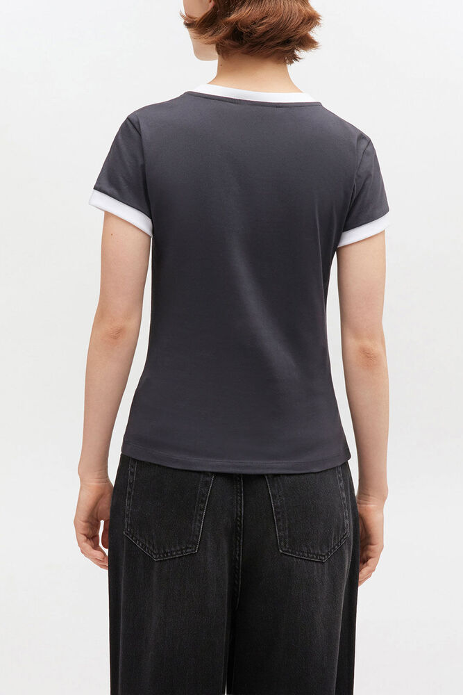 Black Cropped Teddy T-shirt, Phantom