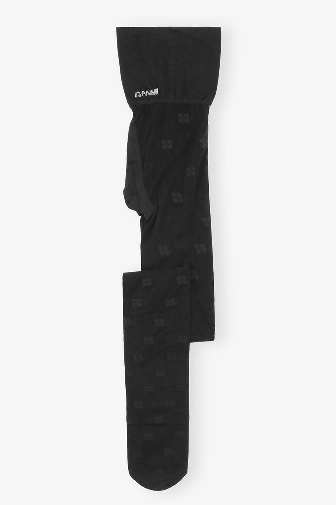 Lace Tights in Black Butterfly, Black