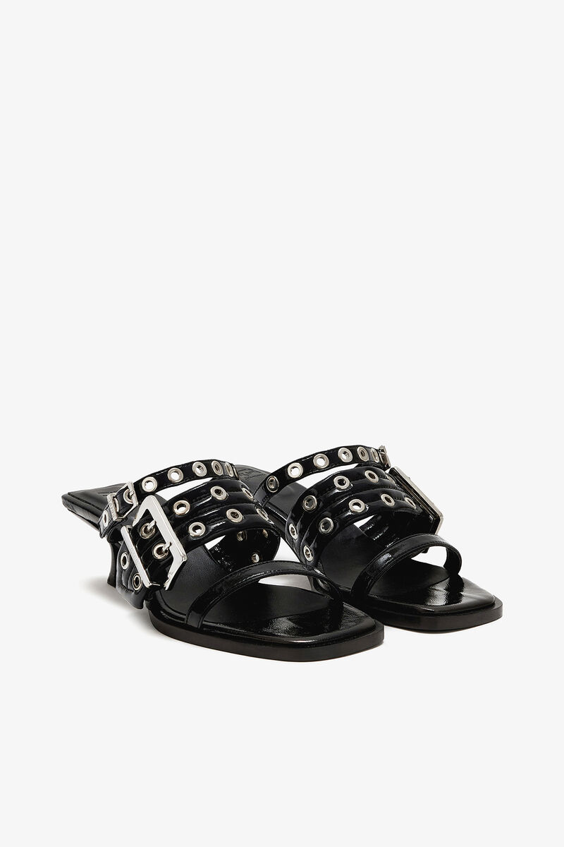 Buckle Strap Mule in Black, Polyurethane, in colour Black - 2 - GANNI
