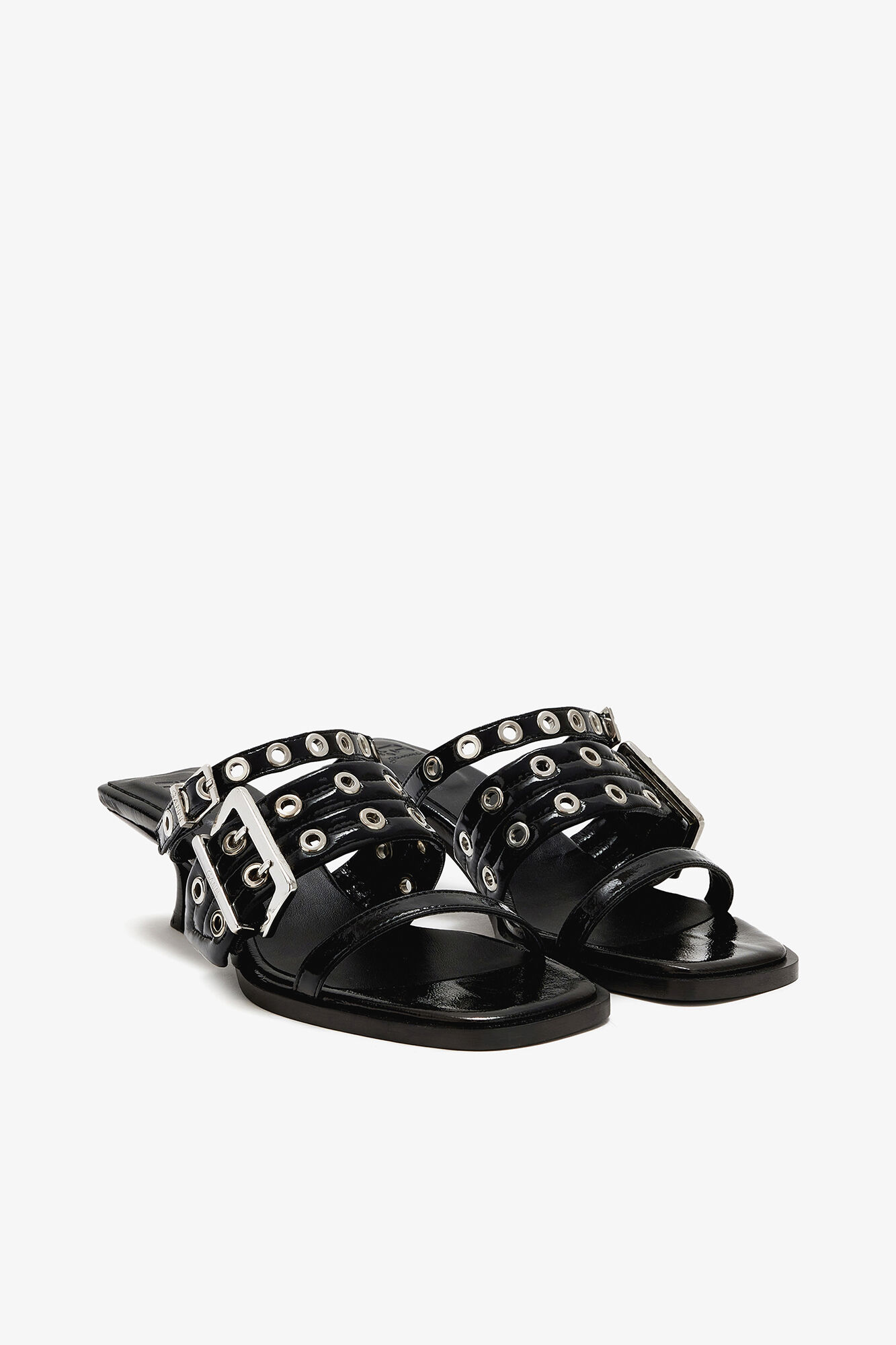 Buckle Strap Mule in Black, Polyurethane, in colour Black - 2 - GANNI