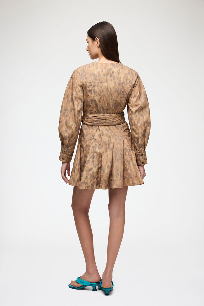 Shirt Dress in Stretch Cotton, Burro