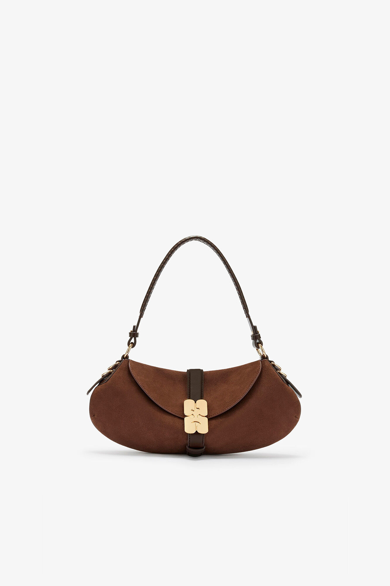 Sac B-Kat en daim marron, Recycled Leather, in colour Chicory Coffee - 1 - GANNI