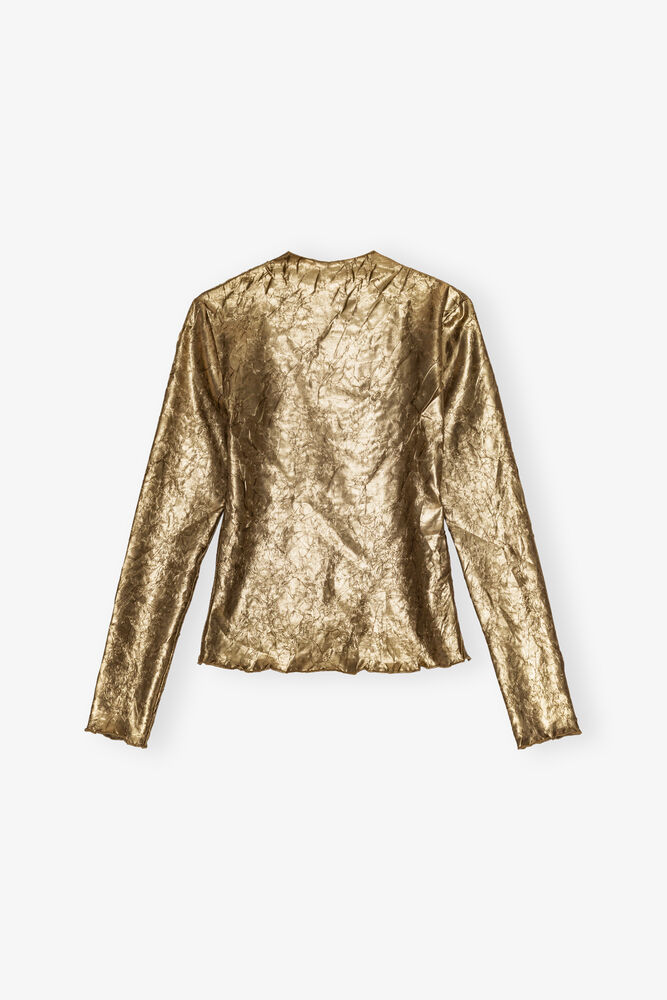 Gold Long-sleeve Blouse, Gold