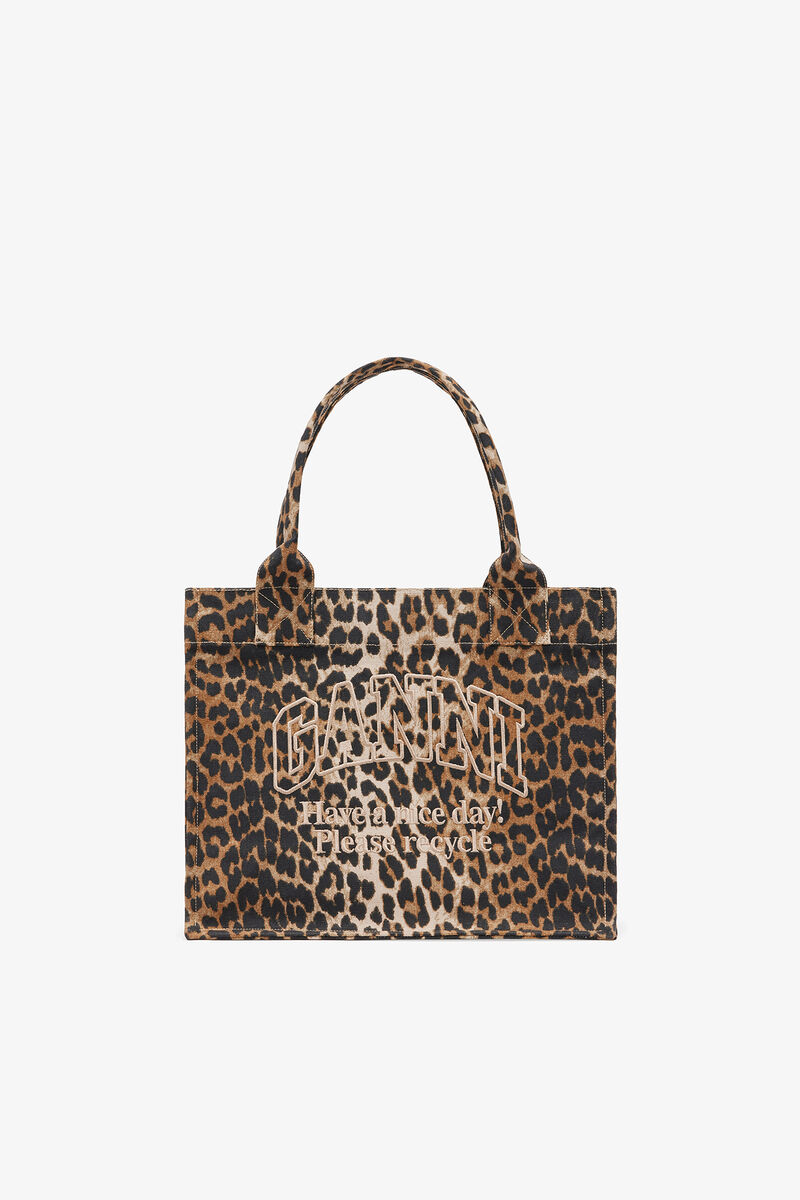 Große Shopper in Leopard, Recycled Cotton, in colour Leopard - 1 - GANNI