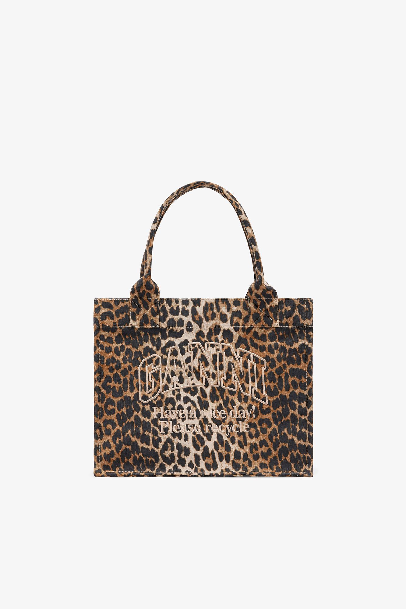Große Shopper in Leopard, Recycled Cotton, in colour Leopard - 1 - GANNI