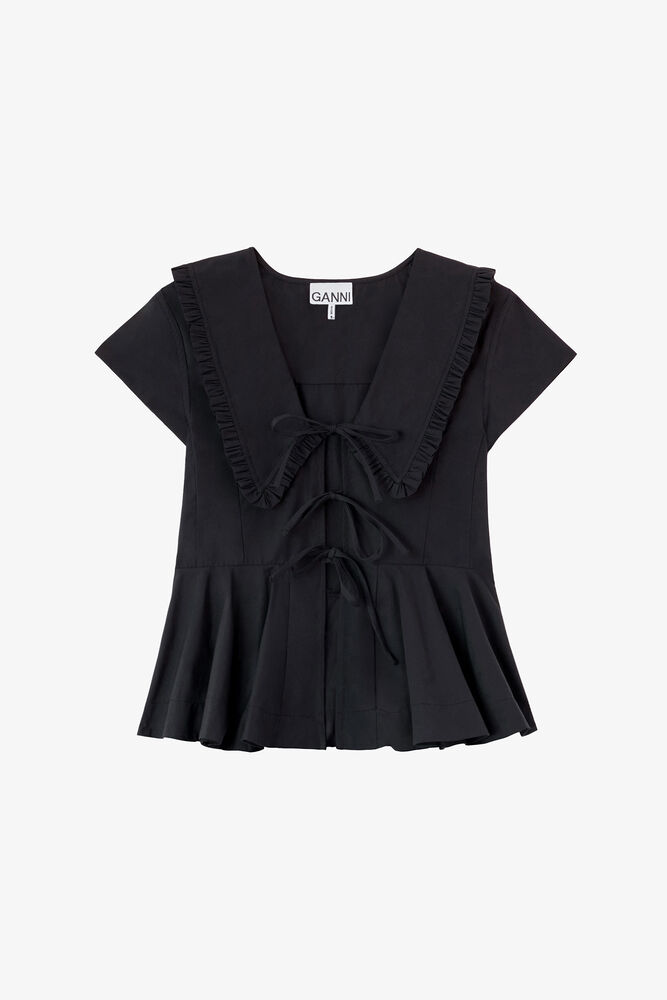 Blouse in Cotton Poplin, Black