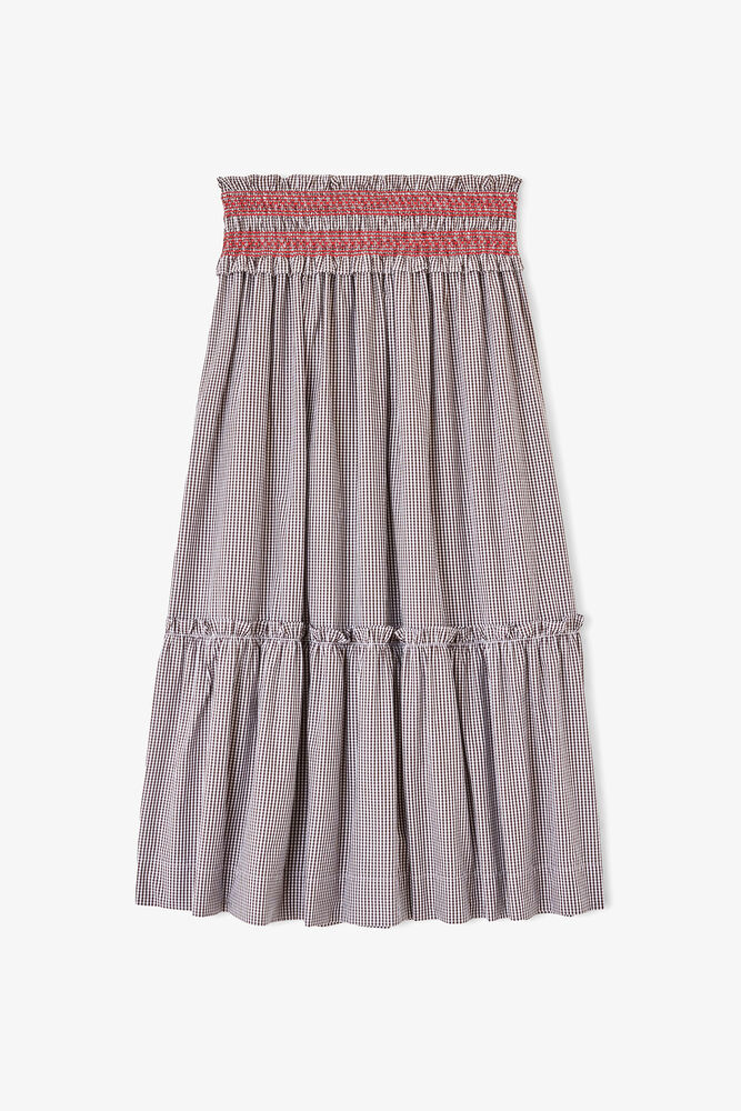 Convertible skirt in Check Cotton, Chicory Coffee