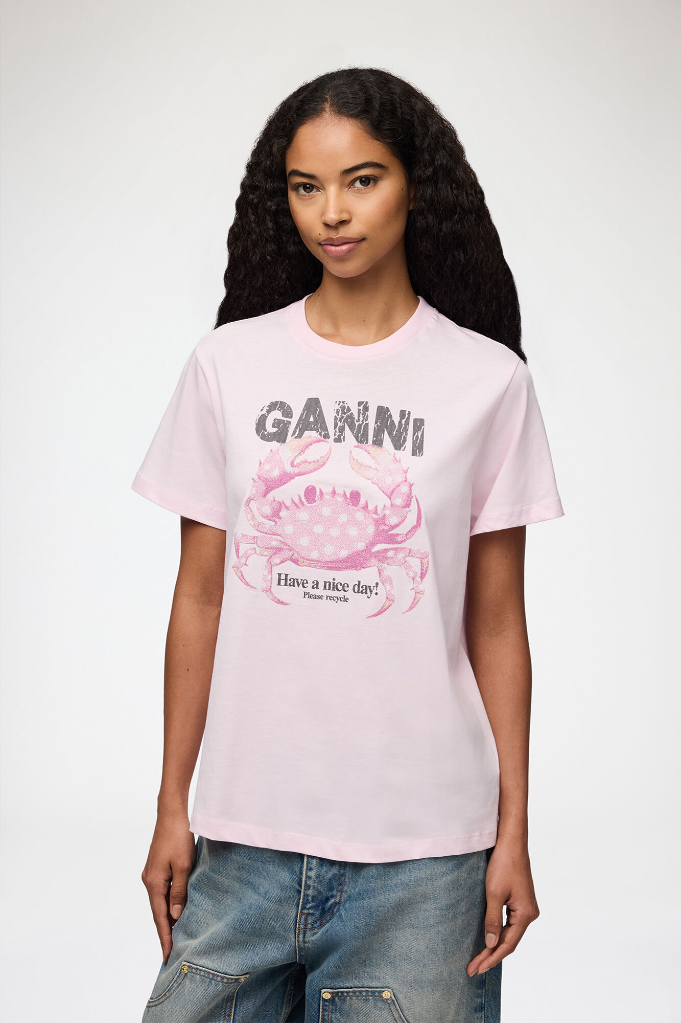 Chalk Pink カニプリント Tシャツ | GANNI (Global)