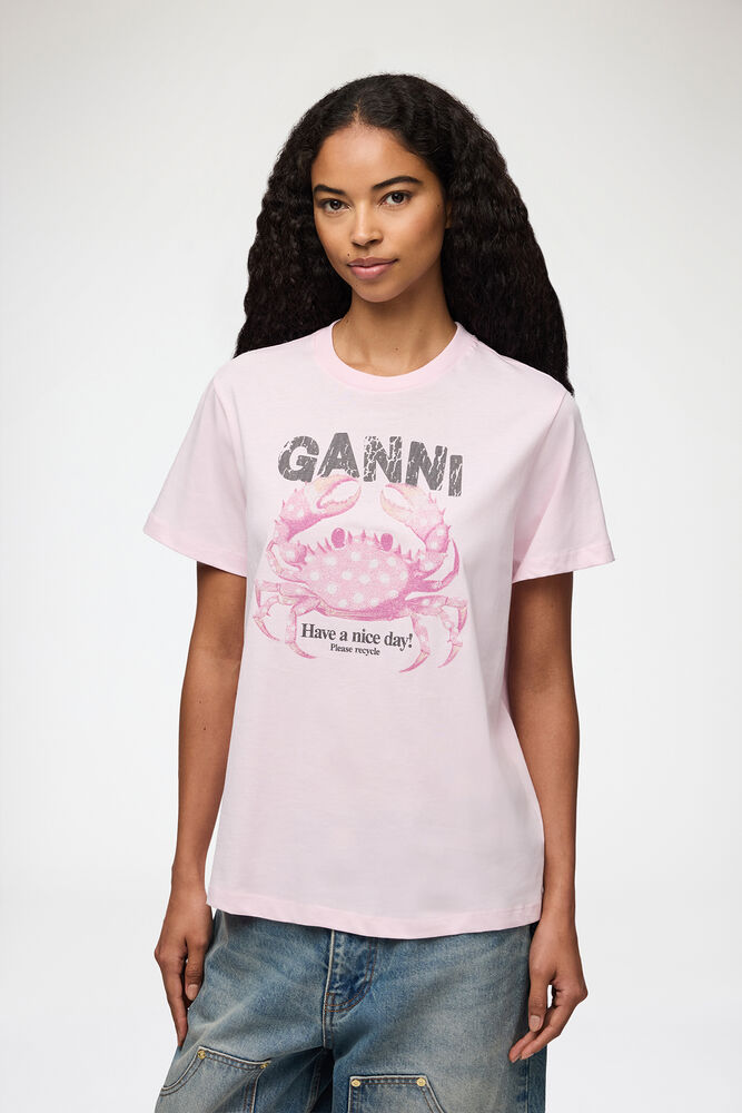 T-shirt with Crab, Chalk Pink