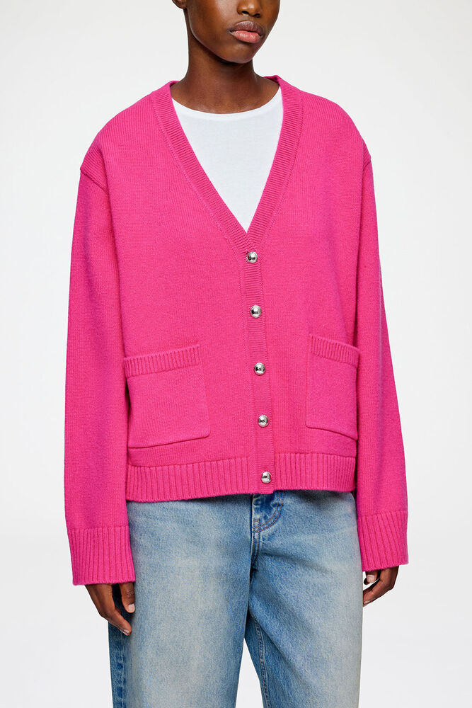 Cardigan in Wool, Fuchsia Purple