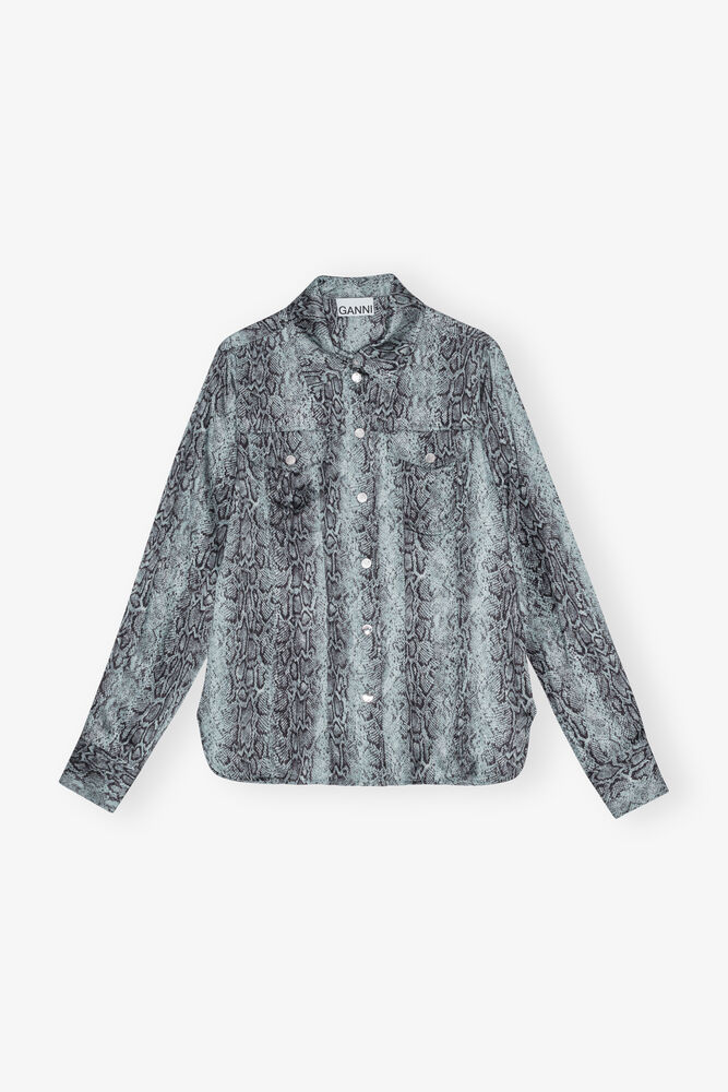 Chemise bleue à imprimé serpent, Celestial Blue