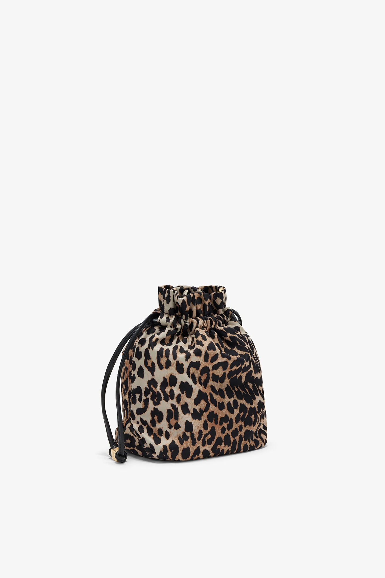 Bou Bucket Pouch in Leopard, Recycled Polyamide, in colour Almond Milk - 2 - GANNI