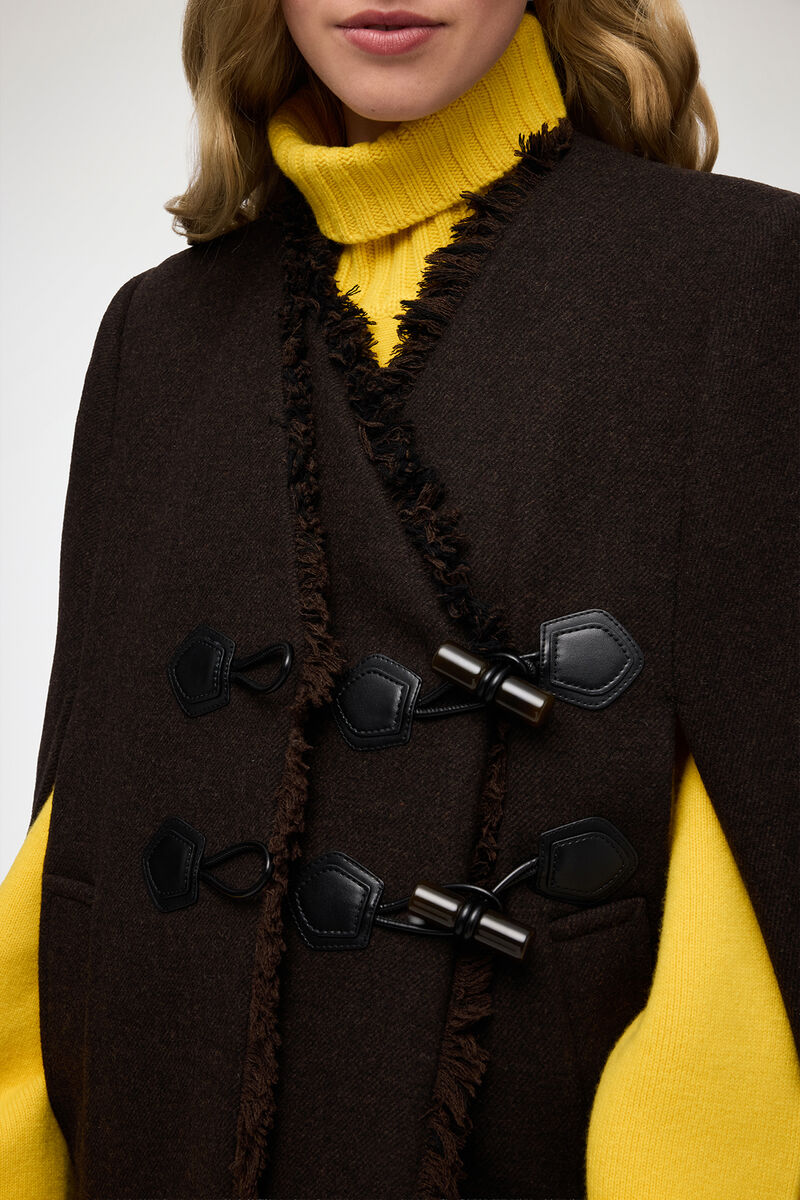 Cape in Brown Wool, Wool, in colour Demitasse - 3 - GANNI