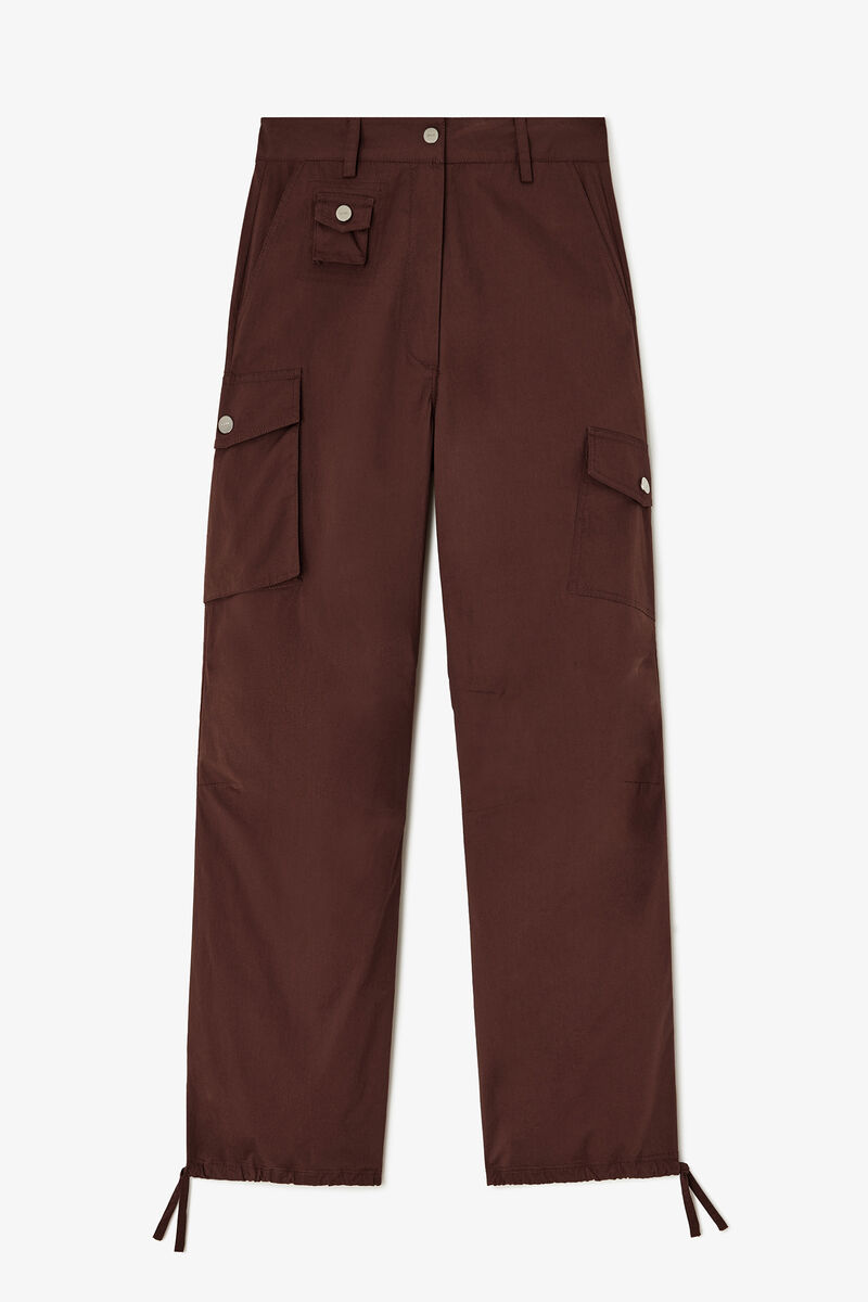Cargo Trousers in Brown Cotton, Organic Cotton, in colour Chicory Coffee - 1 - GANNI