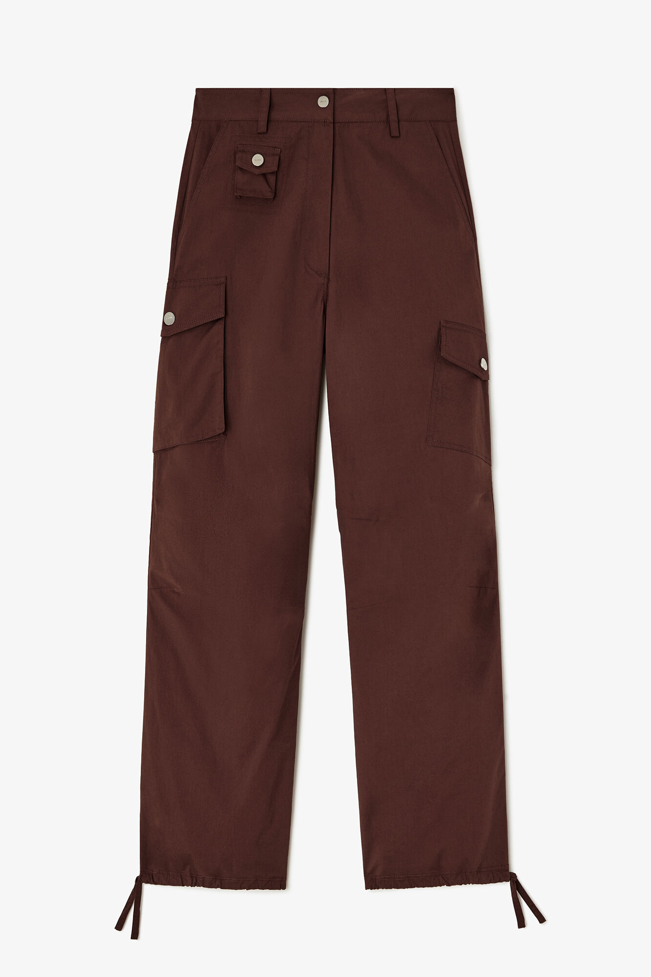 Cargo Trousers in Brown Cotton, Organic Cotton, in colour Chicory Coffee - 1 - GANNI