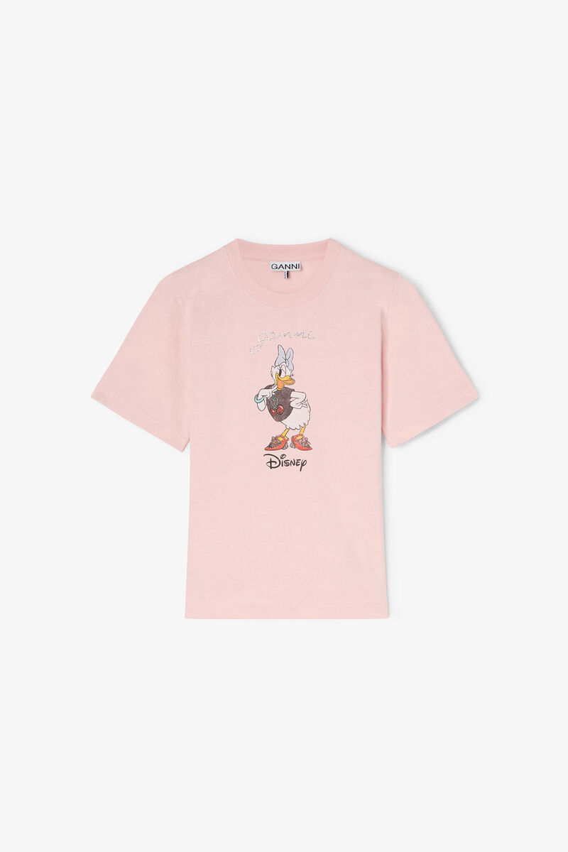 Daisy Duck lyserød baby fit T-shirt med print, Organic Cotton, in colour Chalk Pink - 1 - GANNI