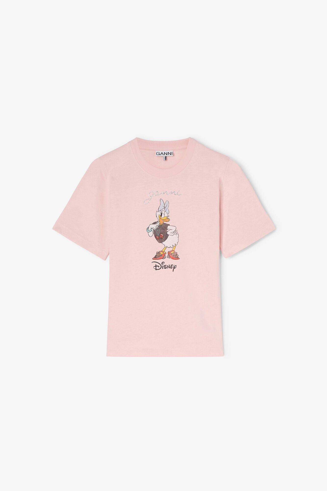 Daisy Duck lyserød baby fit T-shirt med print, Organic Cotton, in colour Chalk Pink - 1 - GANNI