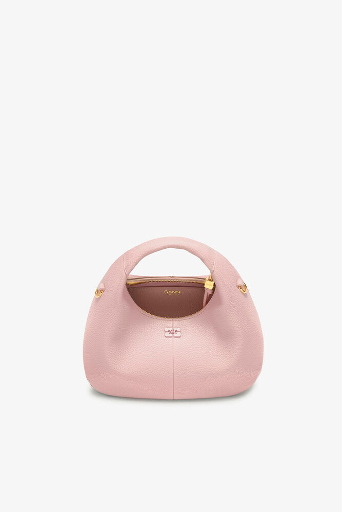 Mini Hobo Bag in Grained Pink, Chalk Pink