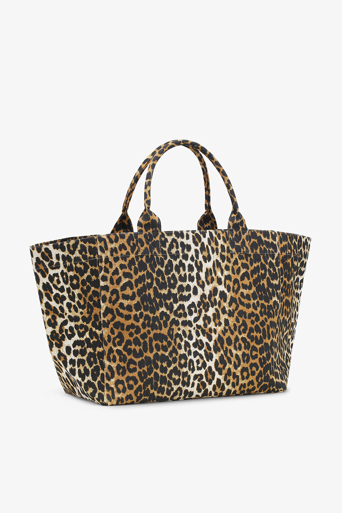 Tote XXL in Leopard, Recycled Cotton, in colour Leopard - 2 - GANNI
