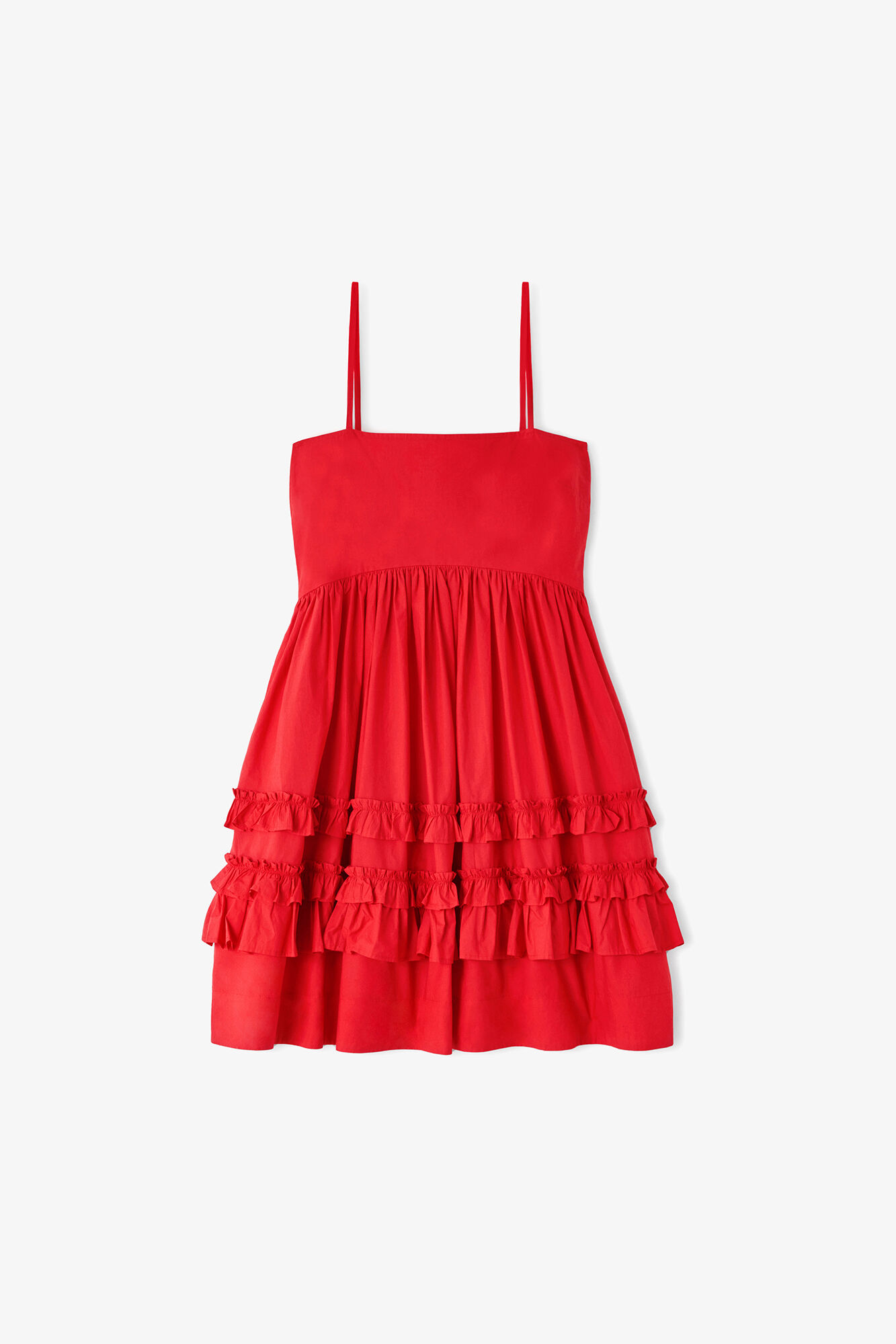Dress in Red Cotton, Organic Cotton, in colour Racing Red - 1 - GANNI