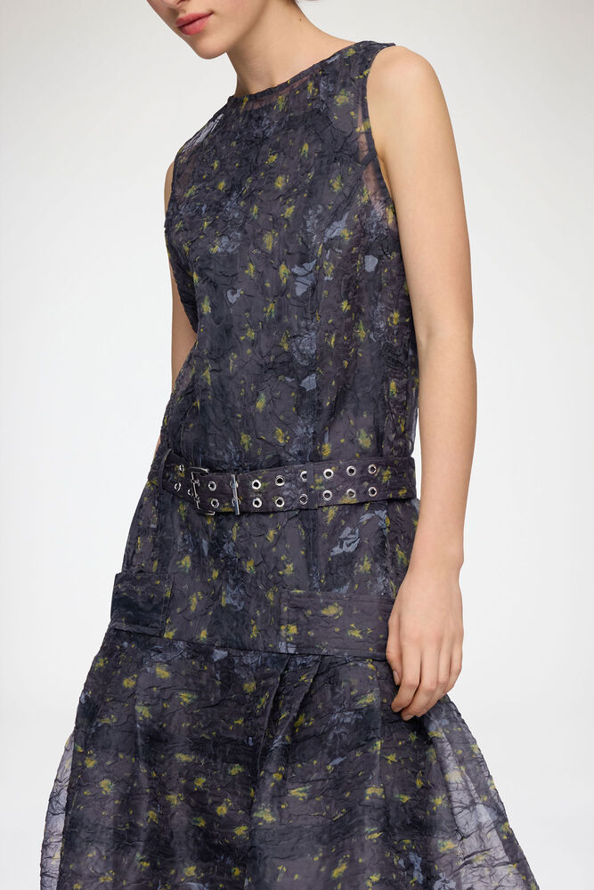 Dress in Shibori Organza, Black Sand
