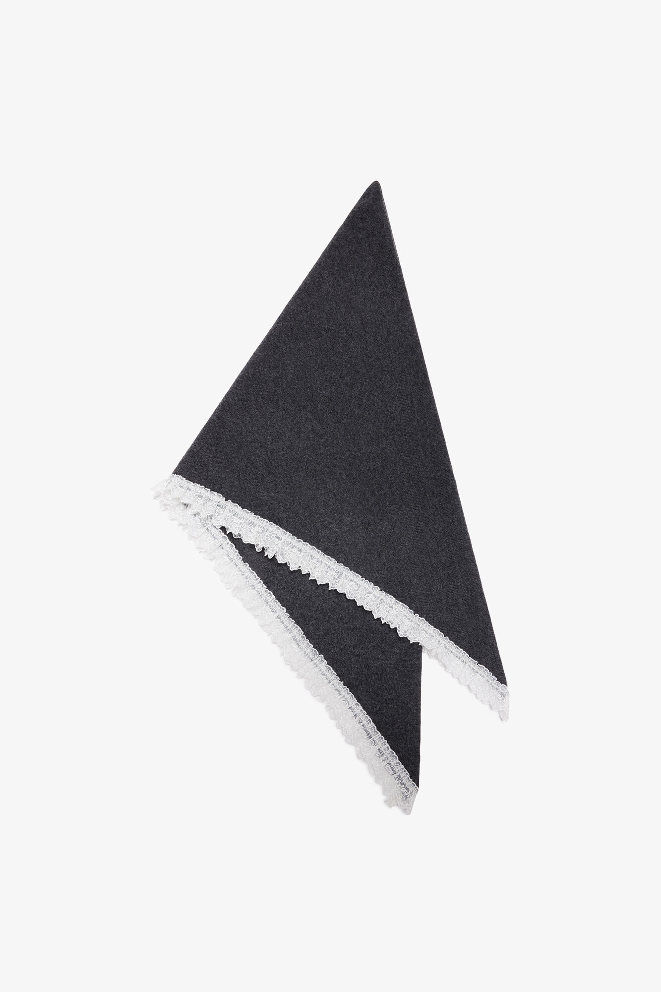 Scarf in Lace Wool, Wool, in colour Phantom - 1 - GANNI