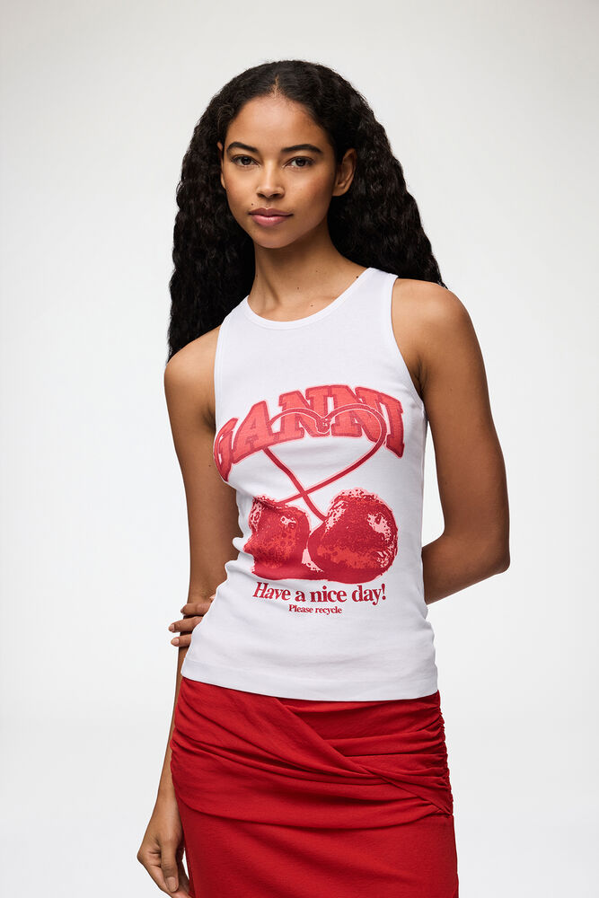 Tank Top with Cherry, Bright White