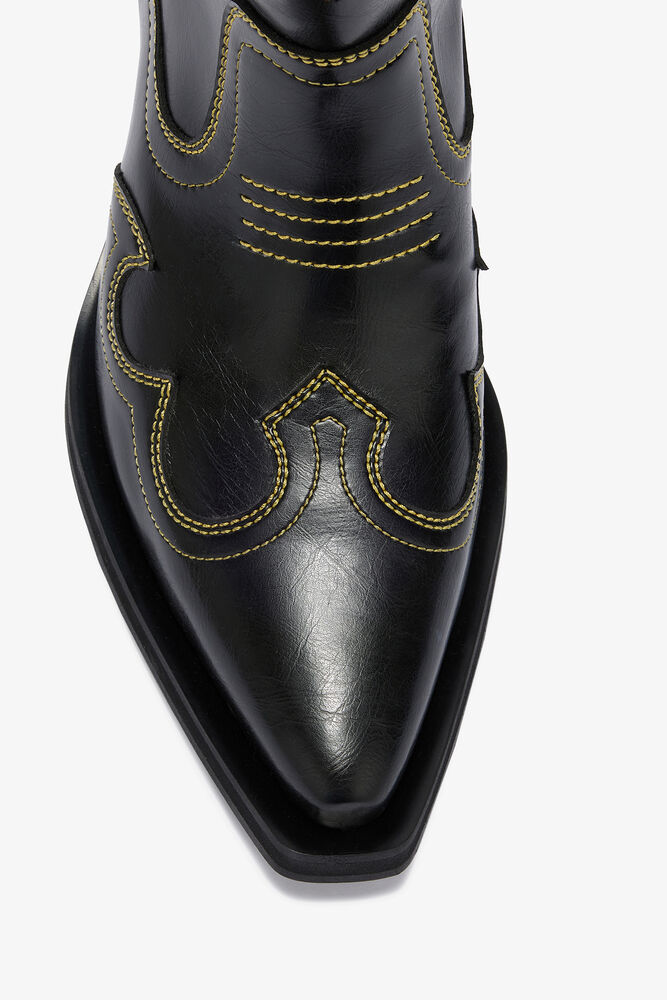 Low Shaft Embroidered Western Boots, Blazing Yellow