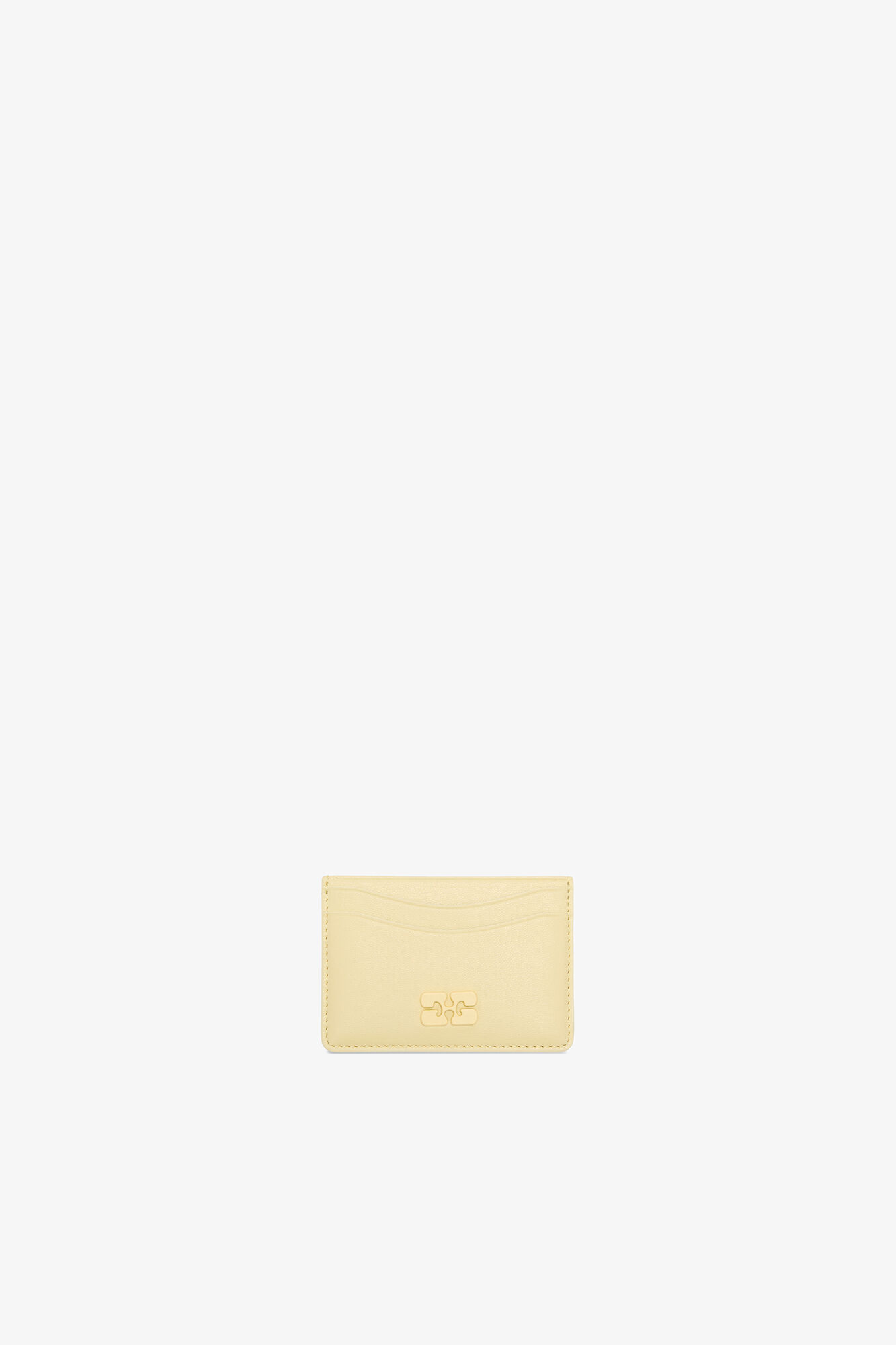 Bou Card Holder in Yellow, Recycled Leather, in colour Yellow Cream - 1 - GANNI