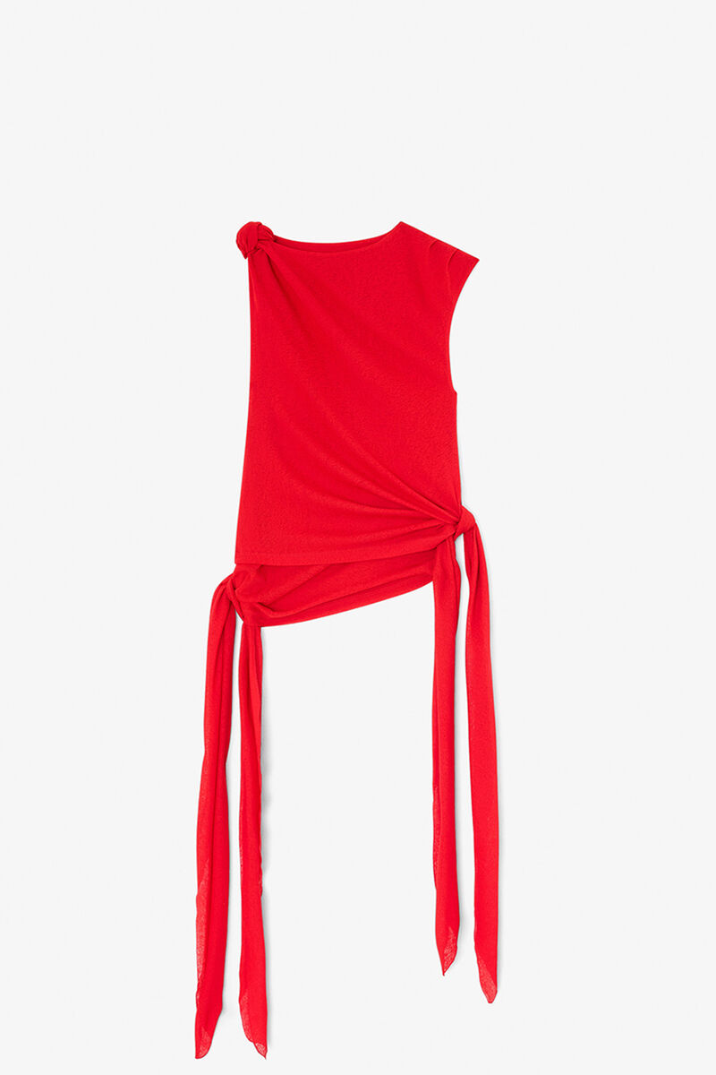 Top in Marl Mesh, Recycled Polyester, in colour Goji Berry - 1 - GANNI